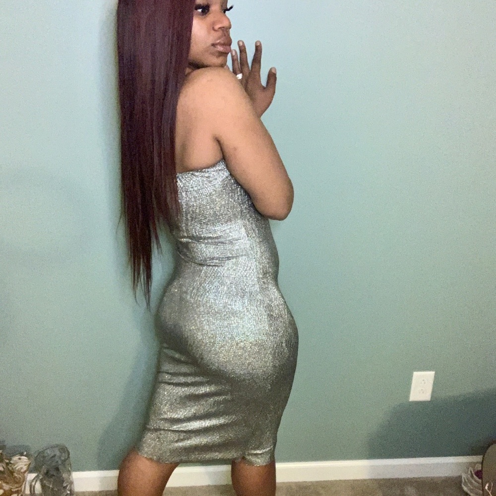 Metallic silver dress